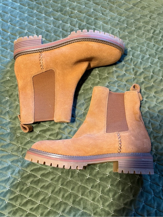 Crown Vintage Shoes - Crown Vintage Suede Chelsea Lug-Sole Ankle Boots - Brown